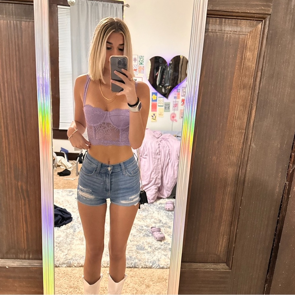 Purple Bustier Crop Camisole
